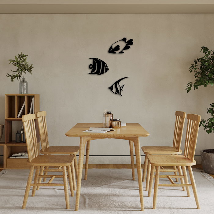 Wallity Fishes - 300 Escultura de Pared de Metal Negra